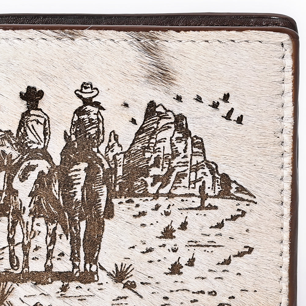 ADBGM454 Western Hair-On Leather Rodeo Wallet - Engraved Design