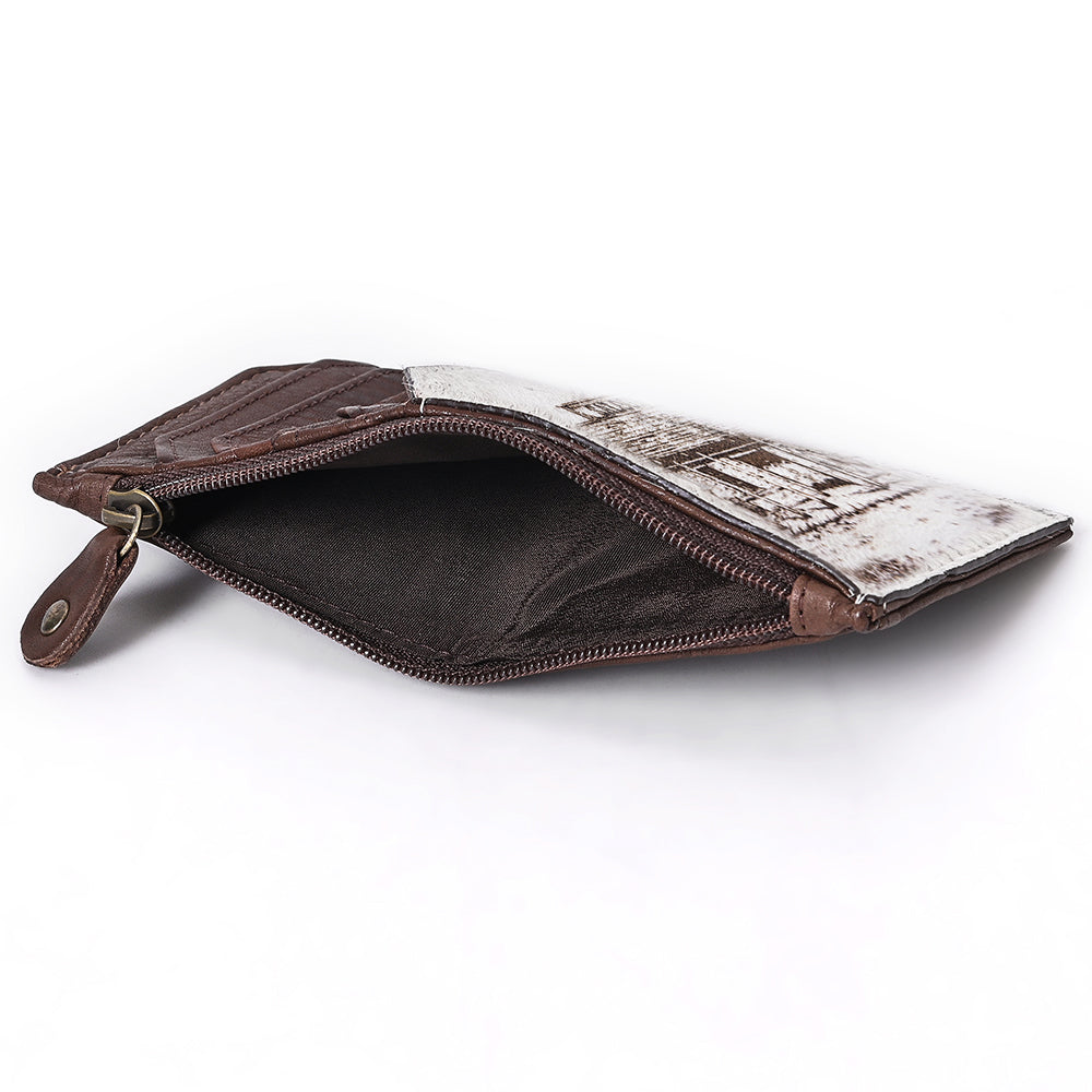 ADCCM101 Cowhide Leather Card Holder - Engraved Western Leather Slim Wallet