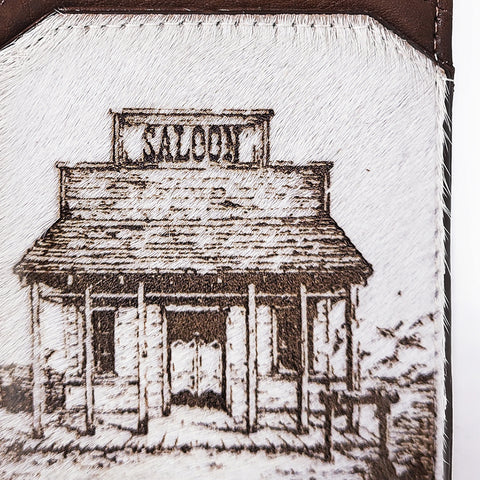 ADCCM101 Cowhide Leather Card Holder - Engraved Western Leather Slim Wallet