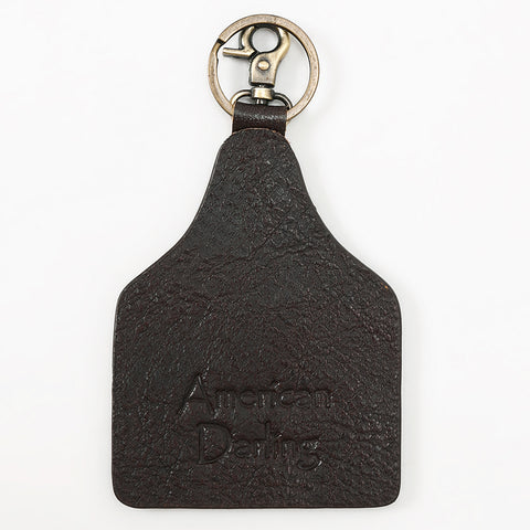 ADKRM144 Hand-Painted Cowhide Leather Keyring   Southwestern Cactus Bloom Design