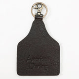 ADKRM144 Hand-Painted Cowhide Leather Keyring � Southwestern Cactus Bloom Design