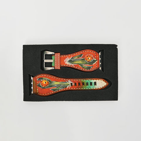 American Darling Hand Painted Leather I Watch strap - Western Saguaro Series
