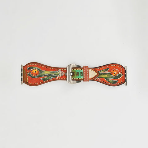 American Darling Hand Painted Leather I Watch strap - Western Saguaro Series