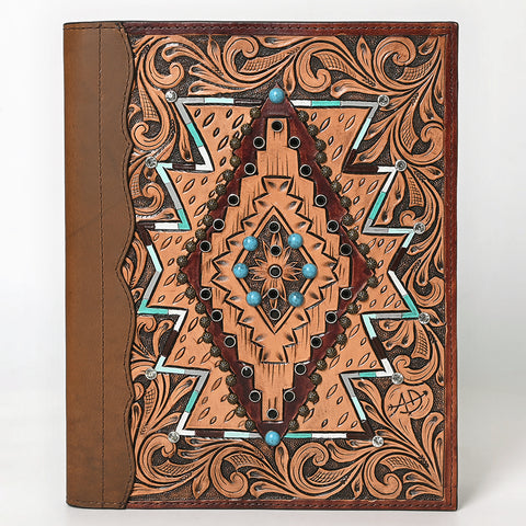 American Darling Hand-Tooled Floral Genuine Leather Western Portfolio Bag