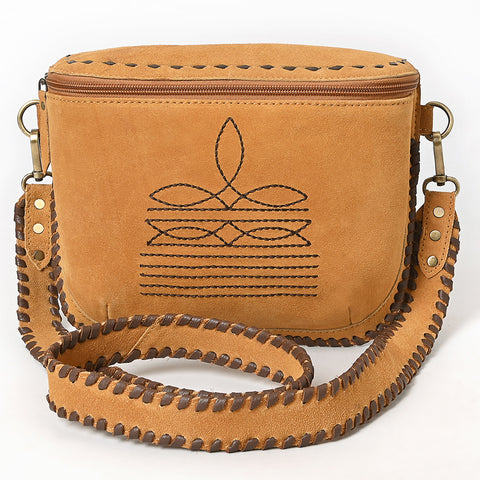 American Darling Genuine Suede Leather Buck Stitched Cross body Bag