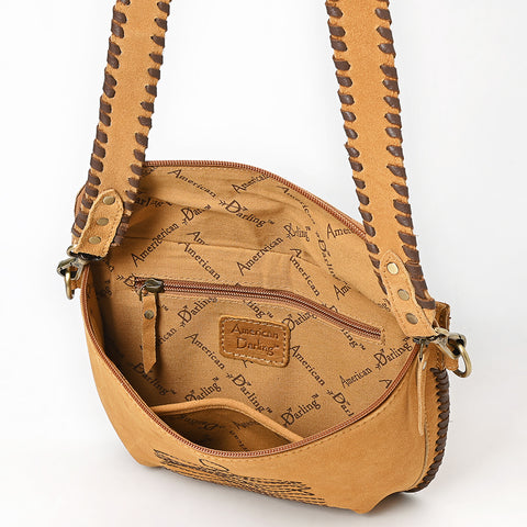 American Darling Genuine Suede Leather Buck Stitched Cross body Bag