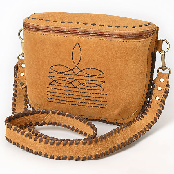 ADBGA772 Suede Western Crossbody Bag - Stitch Design with Whipstitch Strap