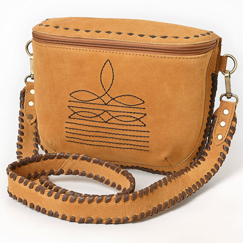 American Darling Genuine Suede Leather Buck Stitched Cross body Bag