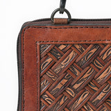 Tooled Leather Wallet Crossbody Bag | Basket Weave Western Purse