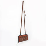 Tooled Leather Wallet Crossbody Bag | Basket Weave Western Purse