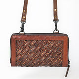 Tooled Leather Wallet Crossbody Bag | Basket Weave Western Purse