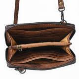 Tooled Leather Wallet Crossbody Bag | Basket Weave Western Purse