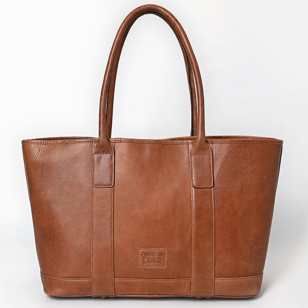 ADBGM607B Tote Bag - Classic Western Saddle Brown Genuine Leather Tote