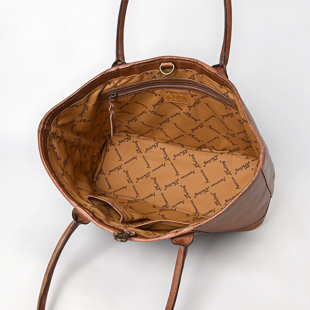 ADBGM607B Tote Bag - Classic Western Saddle Brown Genuine Leather Tote