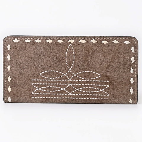 American Darling Genuine Suede Clutch Bag | Western Boot Stitched Wallet