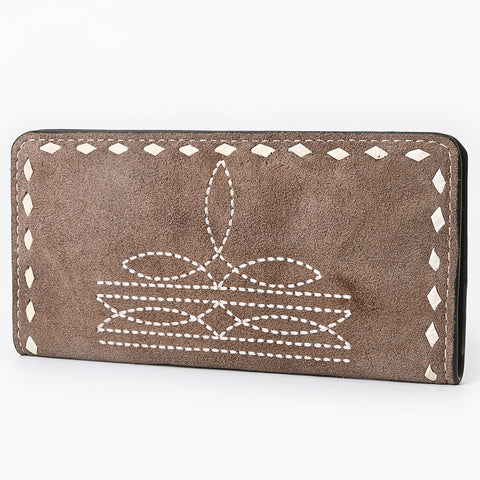 American Darling Genuine Suede Clutch Bag | Western Boot Stitched Wallet