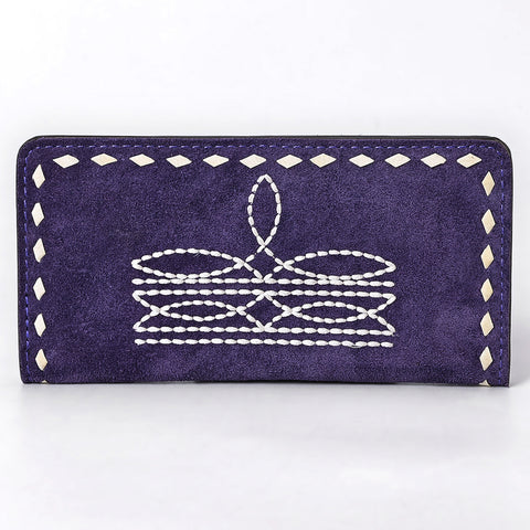 American Darling Genuine Suede Clutch Bag | Western Boot Stitched Wallet