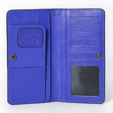 ADBG1687 Suede Leather Wallet with White Whipstitch Embroidery - Western Style