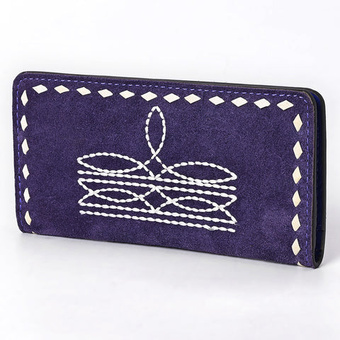 American Darling Genuine Suede Clutch Bag | Western Boot Stitched Wallet