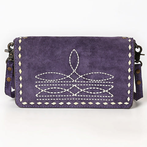 American Darling Genuine Suede Organizer Bag | Western Boot Stitched Clutch