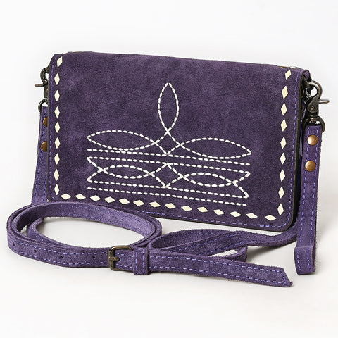 American Darling Genuine Suede Organizer Bag | Western Boot Stitched Clutch