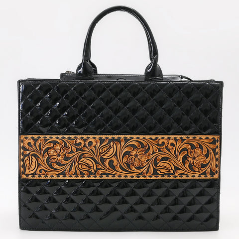 American Darling Quilted Hand Tooled Genuine Leather Tote Bag
