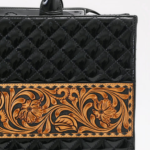 American Darling Quilted Hand Tooled Genuine Leather Tote Bag