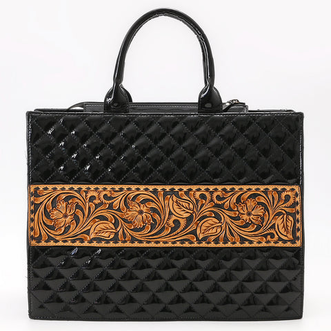 American Darling Quilted Hand Tooled Genuine Leather Tote Bag