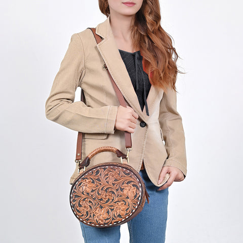American Darling Handcrafted Hand Tooled Leather Western Canteen Bag