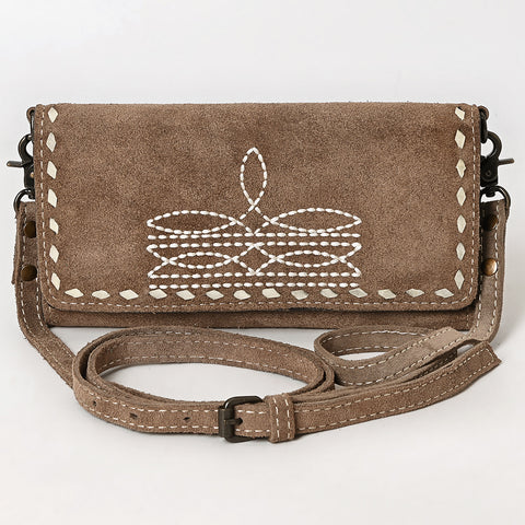 American Darling Genuine Suede Crossbody Bag | Western Boot Stitched Crossbody Purse