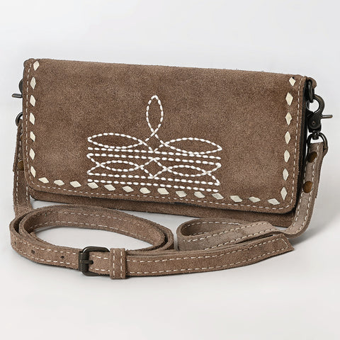 American Darling Genuine Suede Crossbody Bag | Western Boot Stitched Crossbody Purse