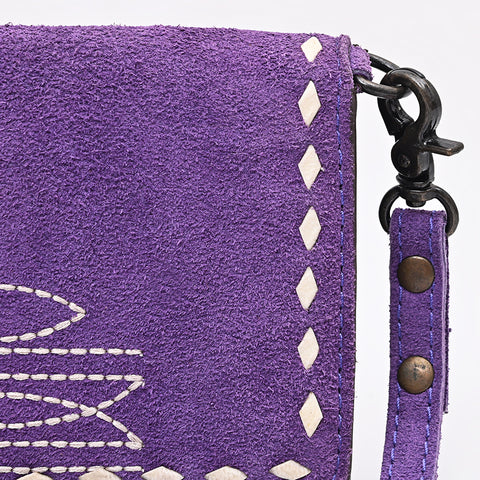 American Darling Genuine Suede Crossbody Bag | Western Boot Stitched Crossbody Purse