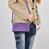 ADBG1712 Genuine Leather Wallet Bag with White Western Stitching & Adjustable Strap
