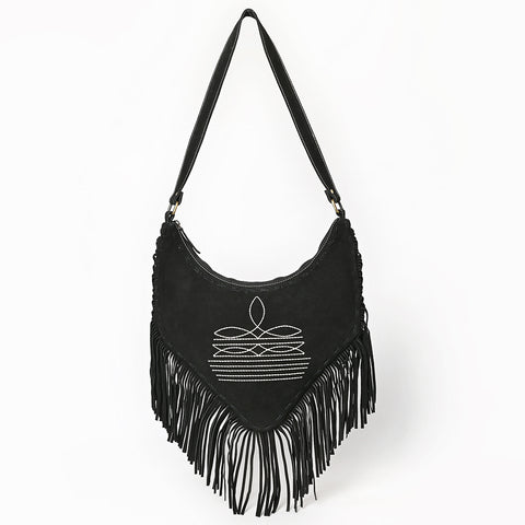 American Darling Fringe Boot Stitched Genuine Leather Small Cross body Bag