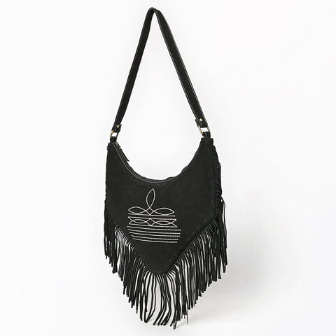 American Darling Fringe Boot Stitched Genuine Leather Small Cross body Bag