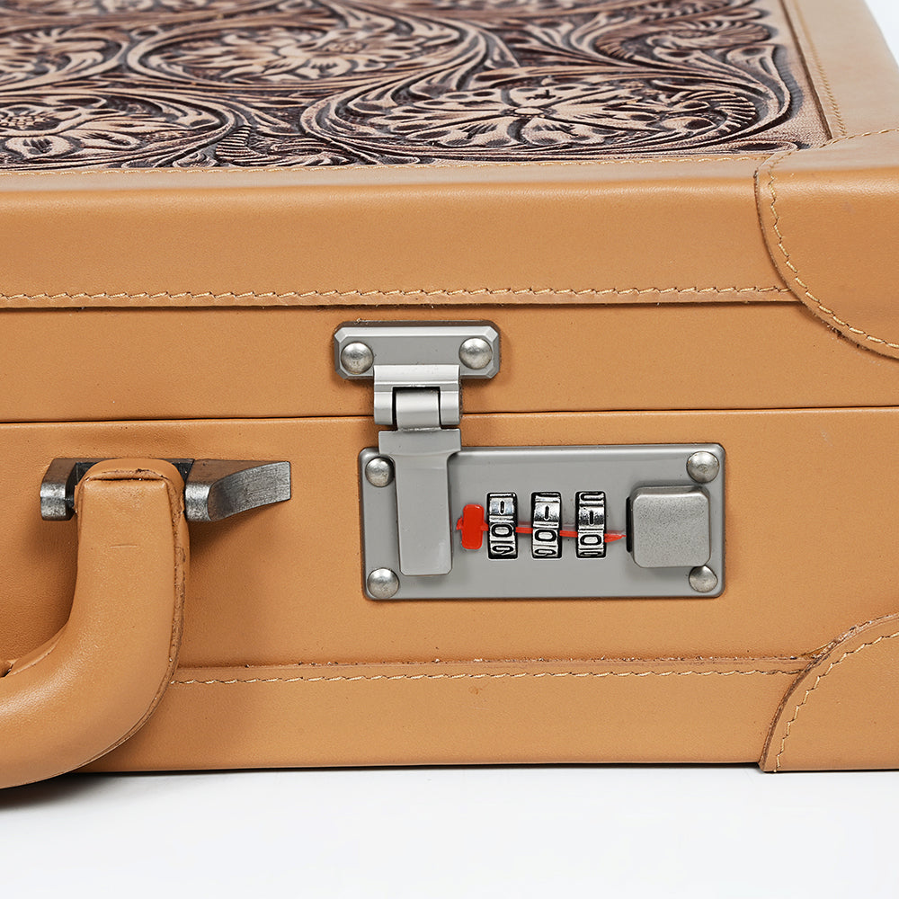 ADBGZ882 Hand-Tooled Leather Jewelry Case with Combination Locks | American Darling