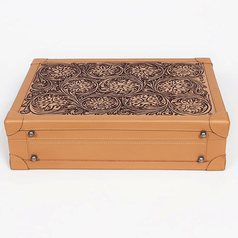 ADBGZ882 Hand-Tooled Leather Jewelry Case with Combination Locks | American Darling