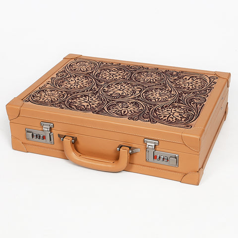 ADBGZ882 Hand-Tooled Leather Jewelry Case with Combination Locks | American Darling