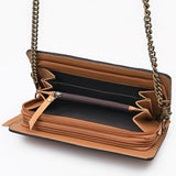 ADBGA787 Yellow Tooled Leather Crossbody Wallet - Western Floral Small Purse