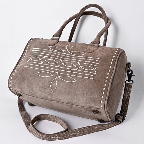 American Darling Western Genuine Leather Duffel Bag with Genuine Suede Body & Boot-Stitched Detailing