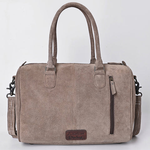 American Darling Western Genuine Leather Duffel Bag with Genuine Suede Body & Boot-Stitched Detailing