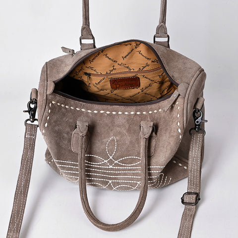American Darling Western Genuine Leather Duffel Bag with Genuine Suede Body & Boot-Stitched Detailing