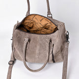 ADBG1585 Suede Embroidered Duffel Handbag - Western Weekender with Top Handles & Shoulder Strap