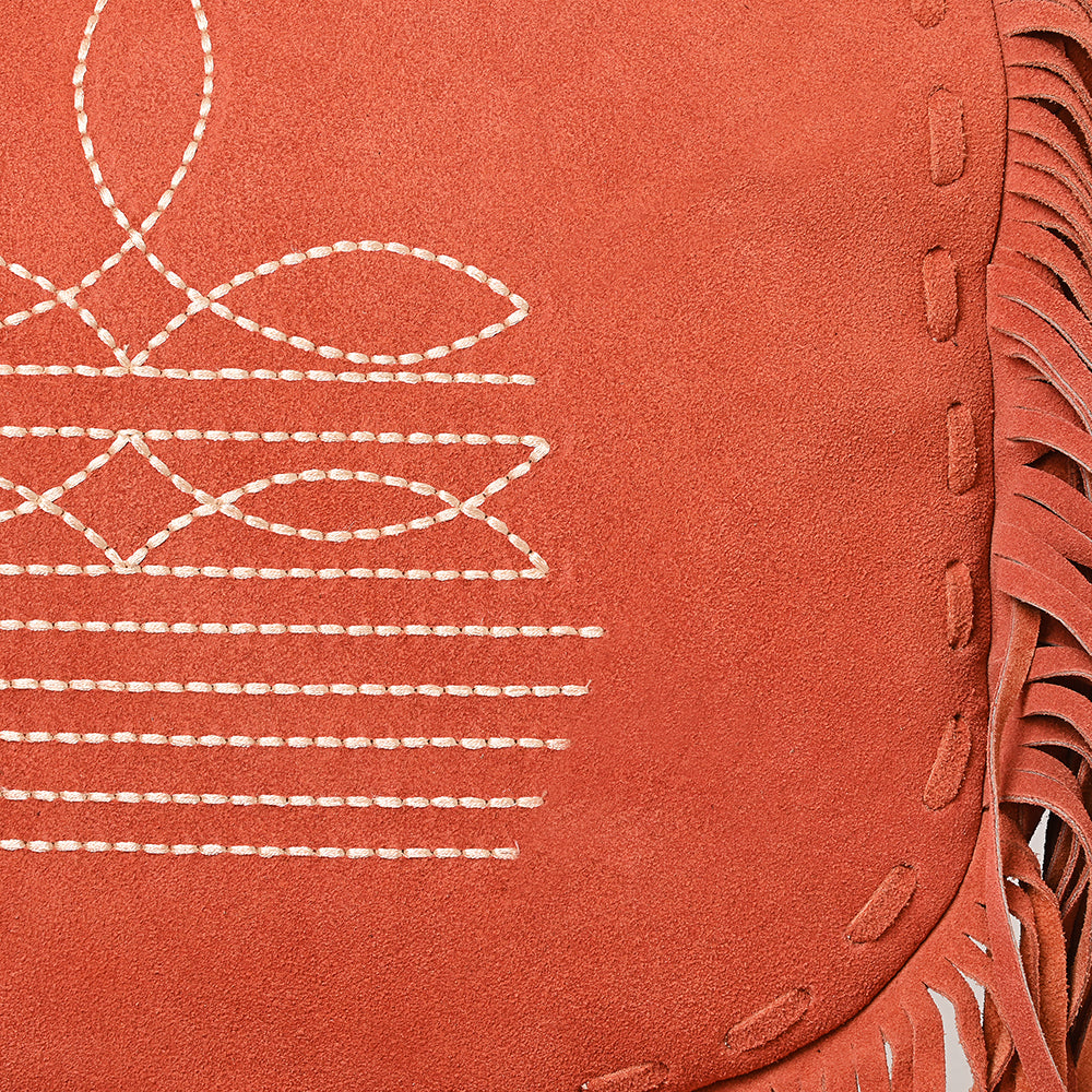 ADBGA734 Genuine suede Fringe Large Crossbody Bag - Western Embroidered Boho Hobo Purse