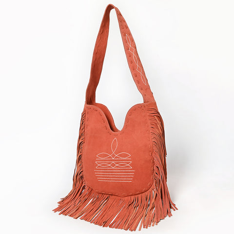 American Darling Fringe Boot Stitched Genuine Leather Large Cross body Bag