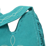 ADBGA734 Suede Fringe Messenger Bag - Western Embroidered Boho Hobo Purse