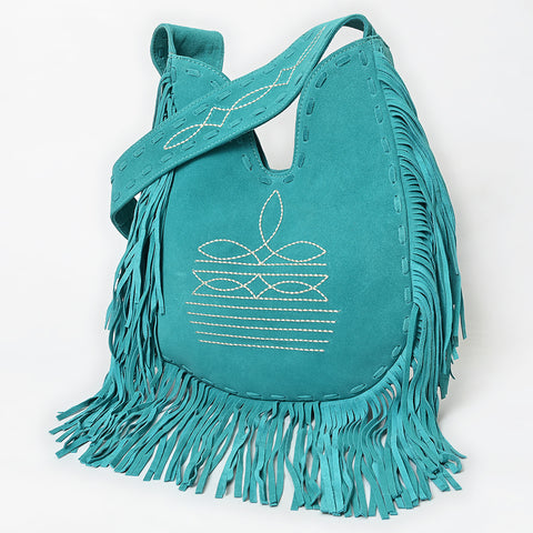 American Darling Fringe Boot Stitched Genuine Leather Large Cross body Bag
