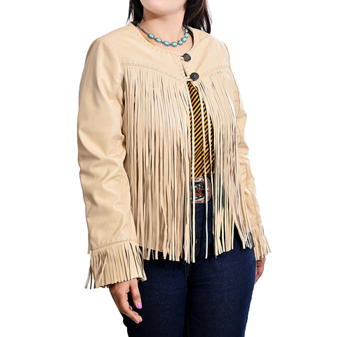 ADJKT067 Genuine Leather Women Shirt Jacket Dress
