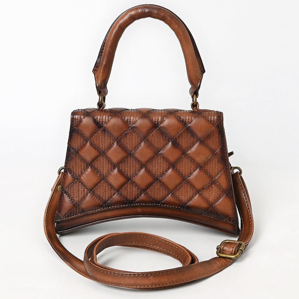 ADBGM629 Mini Western Handbag - Quilted Genuine Leather Purse with Detachable Strap