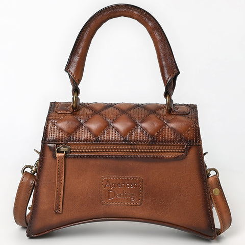 ADBGM629 Mini Western Handbag - Quilted Genuine Leather Purse with Detachable Strap